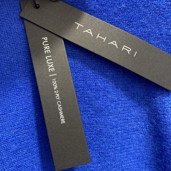 Tahari 100% 2 Ply Cashmere sweater pullover crewneck blue women’s size XL - Picture 3 of 5